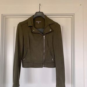 Suede olive green level 99 zip up jacket size M